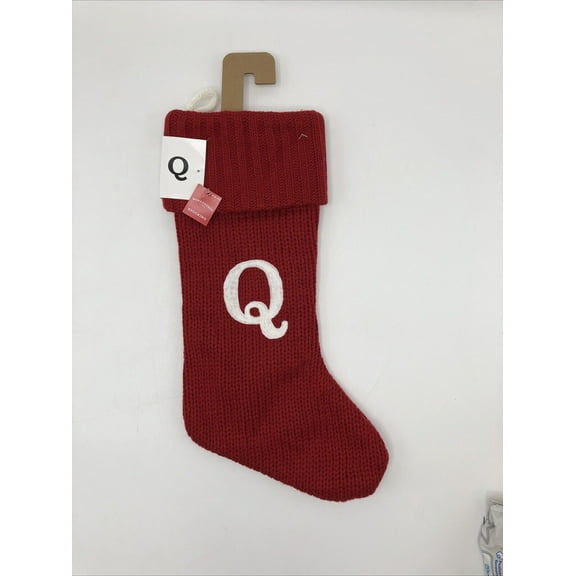 MONOGRAM LETTER "Q RED/WHITE KNIT  XMAS STOCKING 18" Wondershop Target