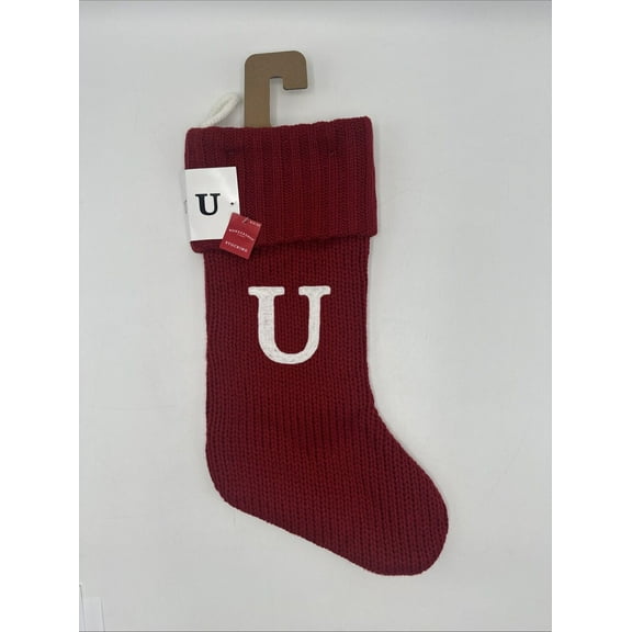 MONOGRAM LETTER "U RED/WHITE KNIT XMAS STOCKING 18" Wondershop Target