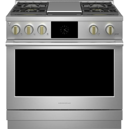 Monogram - 5.7 Cu. Ft. Freestanding Dual Fuel Convection Range with Self-Clean and 4 Burners - Stainless steel