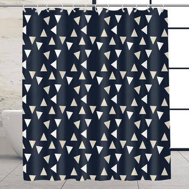 MONOJOY Black Shower Curtain Geometric Triangle Modern Theme Fabric Bathroom Decor Sets with Hooks Washable 72 x 72 inches
