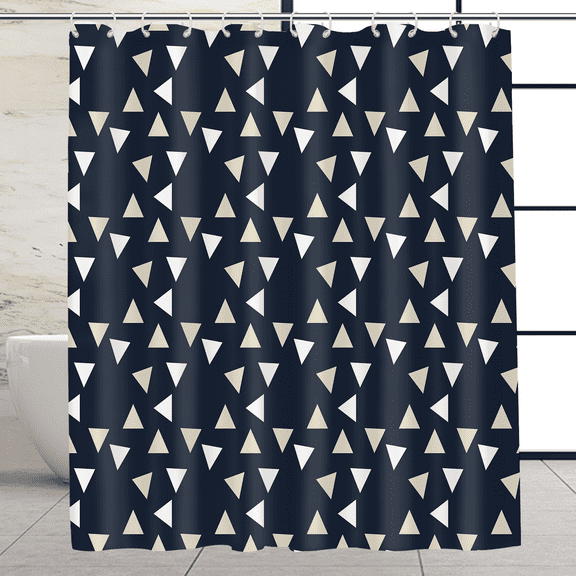 MONOJOY Black Shower Curtain Geometric Triangle Modern Theme Fabric Bathroom Decor Sets with Hooks Washable 72 x 72 inches