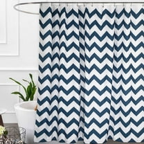 MONOJOY Blue Chevron Polyester Cloth Fabric Waterproof Shower Curtain, 72"L x 72"W
