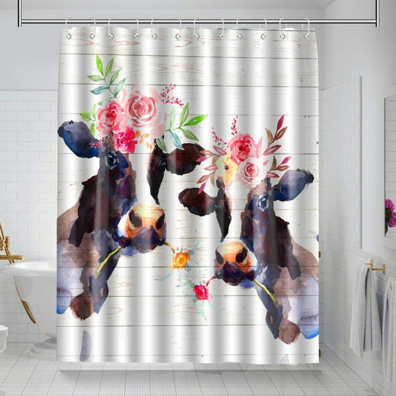 MONOJOY Farmhouse Cow Cloth Waterproof Shower Curtain, 72"L x 72"W