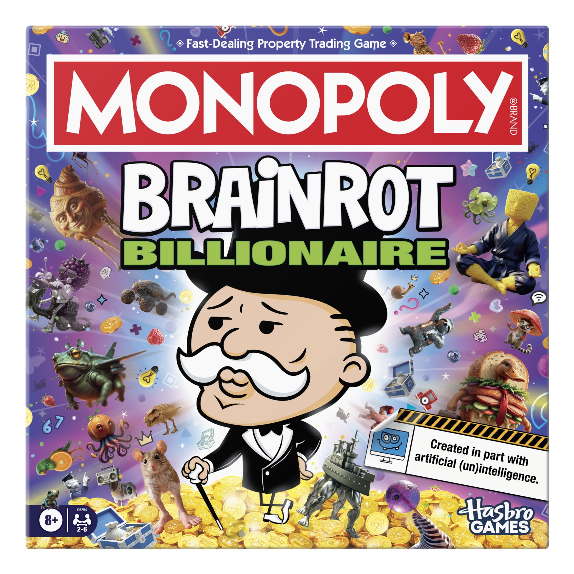 Monopoly Brainrot Billionaire Board Game with AI Slop, Funny Family Games, Ages 8+