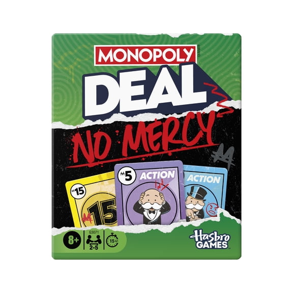 Monopoly Deal No Mercy Card Game, Fun Family Games for Kids, Teens, and Adults, 8+