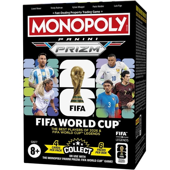 Monopoly Panini Prizm: FIFA World Cup Trading Cards Booster Box, Gifts for Soccer Fans