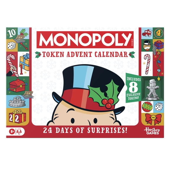 Monopoly Token Advent Calendar, Christmas and Holiday Gifts for Families and Kids 8+