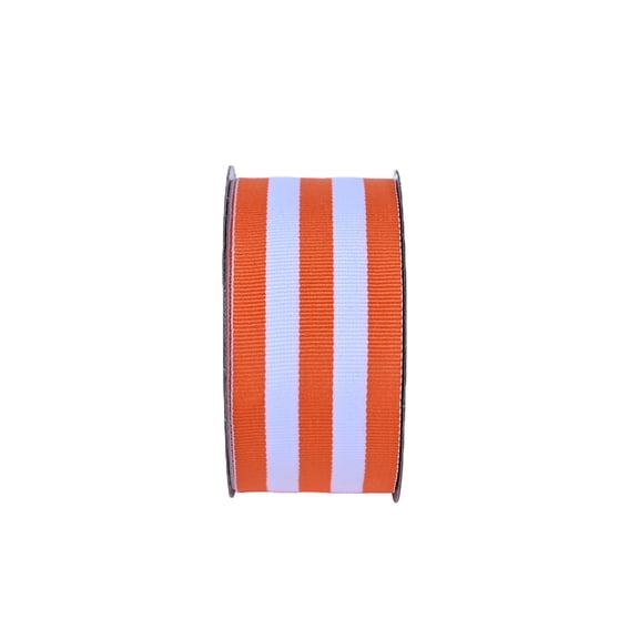 Gwen Studios 1.5" Orange and White Monostripe Ribbon, 3 Yards