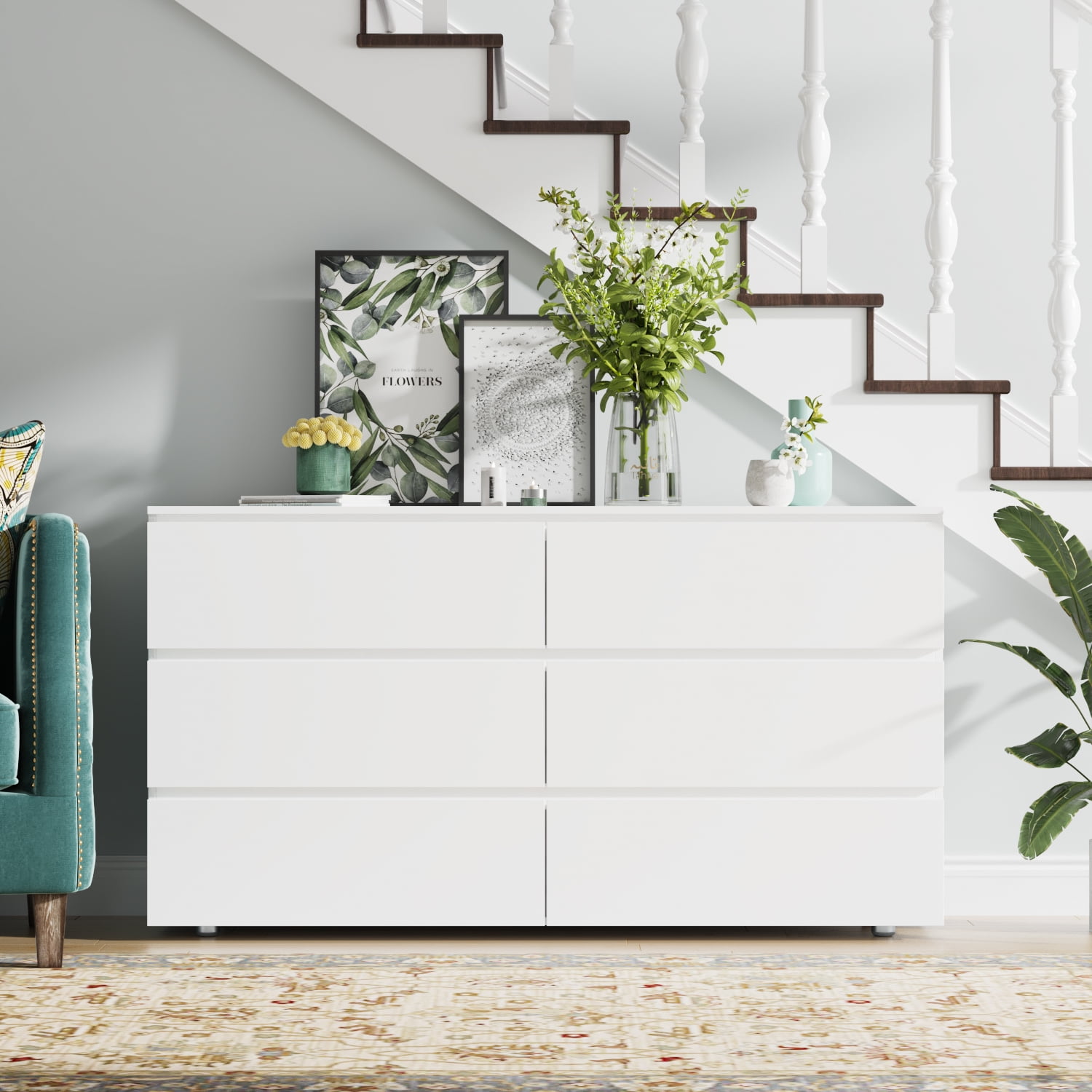 MONSLIPA 6 Drawer Dresser for Bedroom, Modern Chest of Drawers