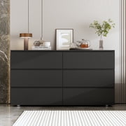 MONSLIPA 6 Drawer Dresser for Bedroom, Storage Organizer Chest of Drawers for Living Room Hallway Entryway, Black