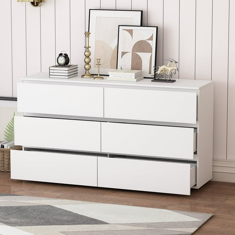 MONSLIPA Wide-Space 6-Drawer Dresser, Modern Furniture Storage