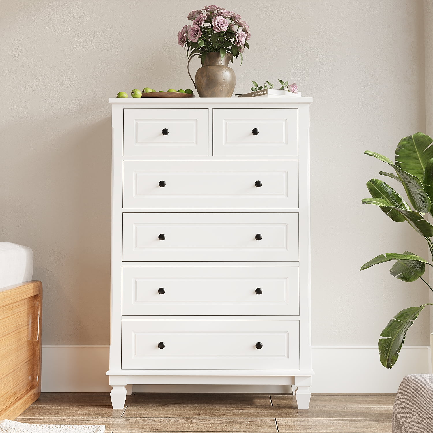 MONSLIPA 6 Drawer Tall Dresser, White Drawer Chest for Bedroom, Clothes Storage Cabinet MONSLIPA 6 Drawer Tall Dresser, White Drawer Chest for Bedroom, Clothes Storage Cabinet