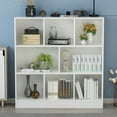 thumbnail image 1 of MONSLIPA Bookshelf Cube Storage Organizer, Modern Wood 3 Tier Bookcase Open Shelf, Free Standing White Display Bookshelves, L 39.4", 1 of 7