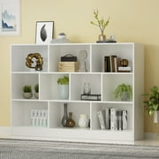 MONSLIPA Bookshelf Cube Storage Organizer, Modern Wood 3 Tier Bookcase Open Shelf, Free Standing White Display Bookshelves, L 55.1