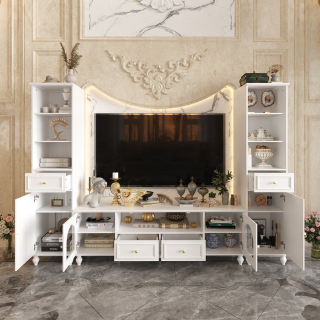 MONSLIPA Entertainment Center & Bookcase Large, with 4