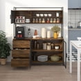 thumbnail image 1 of MONSLIPA Kitchen Pantry Storage Cabinet, Sideboard Buffet with Hutch, Metal Mesh Door and 3 Storage Drawers, Walnut, 1 of 7