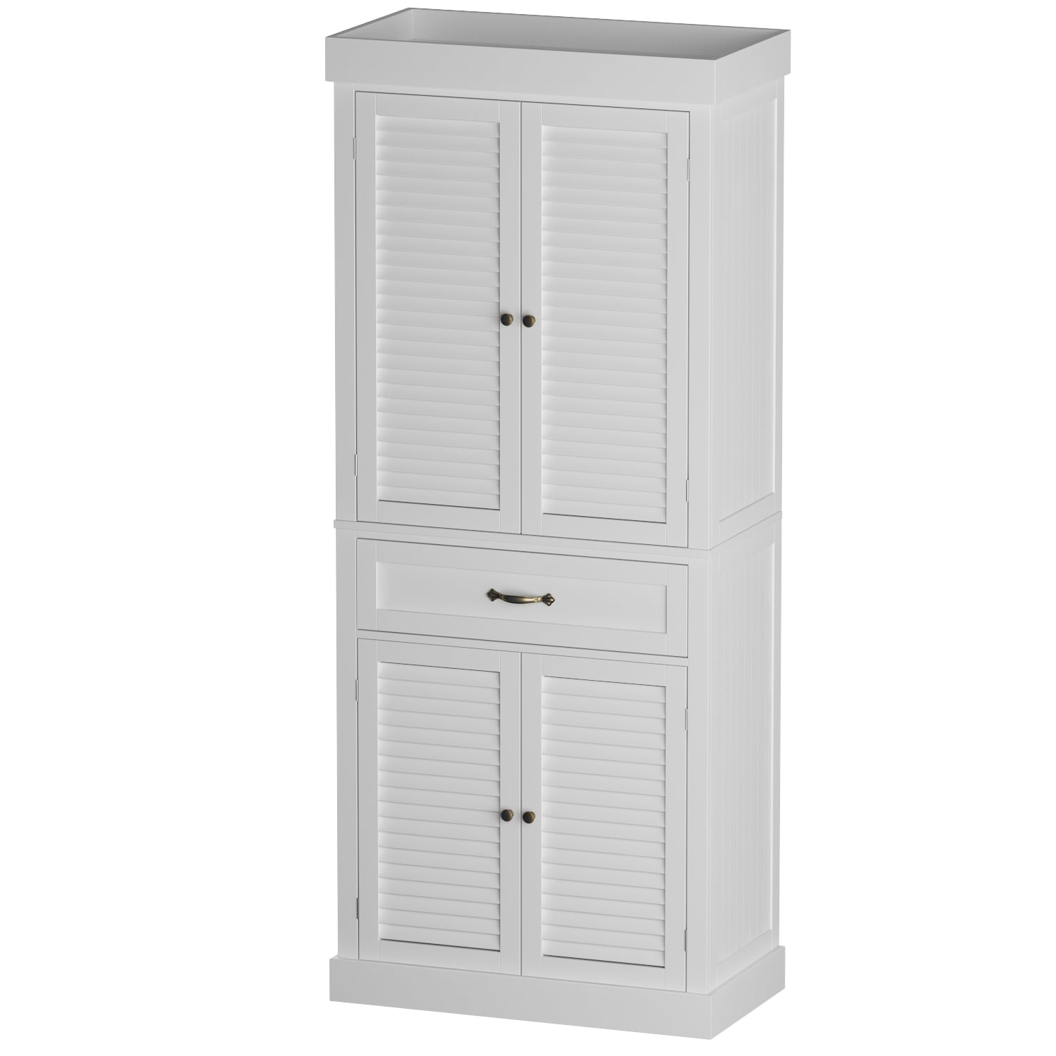 White Gloss 71.6" Tall Kitchen Pantry with Shutter Doors