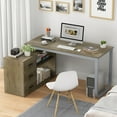 thumbnail image 1 of MONSLIPA L Shaped Desk with Storage Shelf and 3 Drawers, 55" Home Office Corner Office Writing Desk Study Workstation Table, Light Gray, 1 of 9