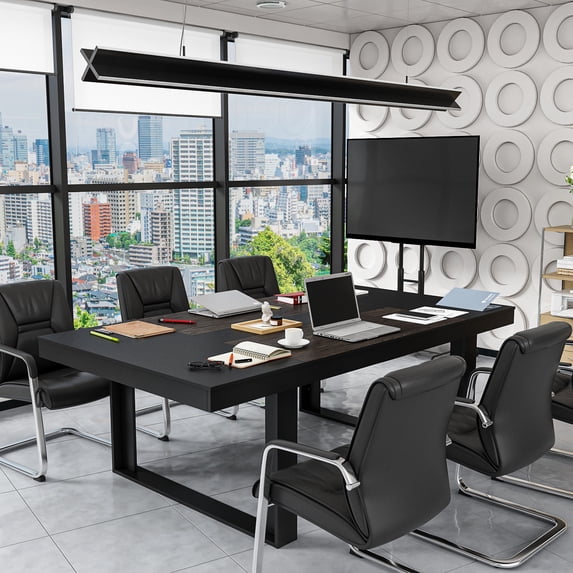 MONSLIPA Meeting Table Boardroom Desk for Office Conference Room, 88.6" W x 47.2" D, BLACK
