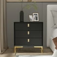 thumbnail image 1 of MONSLIPA Nightstand End Table with 3 Drawers, Black Bedside Table with Gold Metal Legs for Bedroom and Living Room, 1 of 8