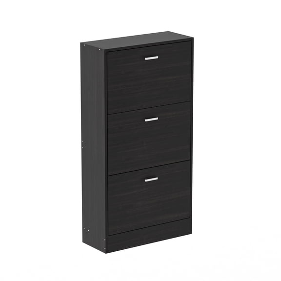 MONSLIPA Shoe Organizer Cabinet with 2 Flip Drawers, Freestanding Shoe Storage Cabinet, Black