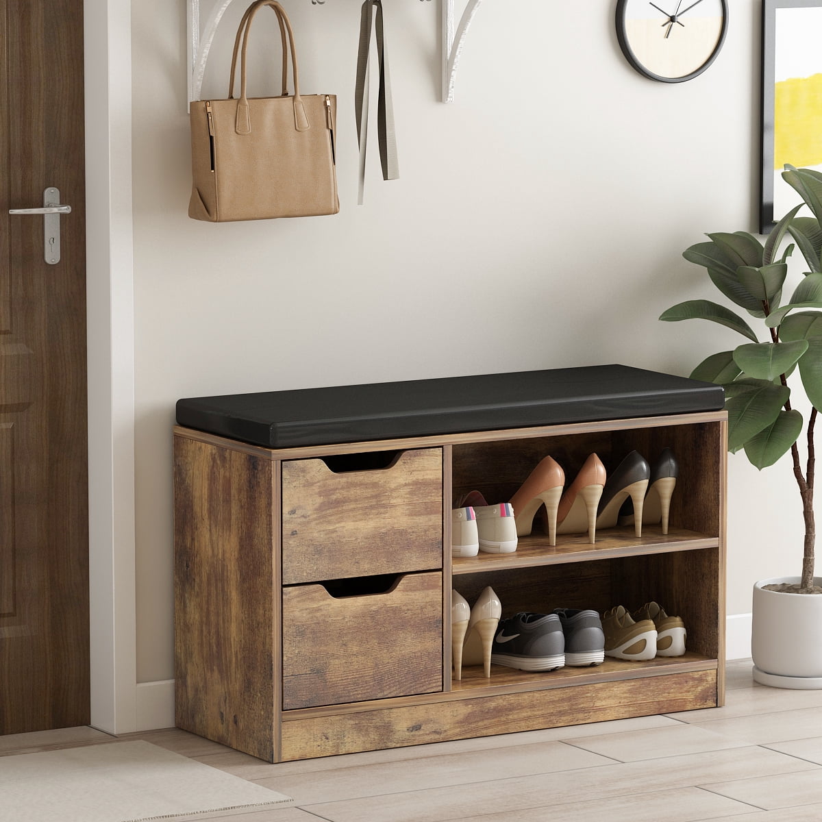 MONSLIPA Shoe Storage Bench, Entryway Bench with Shoe Storage, 2-Tier ...