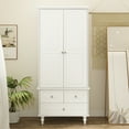 MONSLIPA 2Door Armoire with Hanging Rod, 3 Drawers, White Wardrobe for