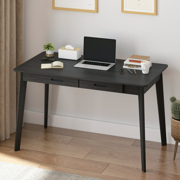 MONSLIPA Writing Study Table with 2 Drawers, Cumputer Desk for Home Office, Black, 47.2"*21.7"