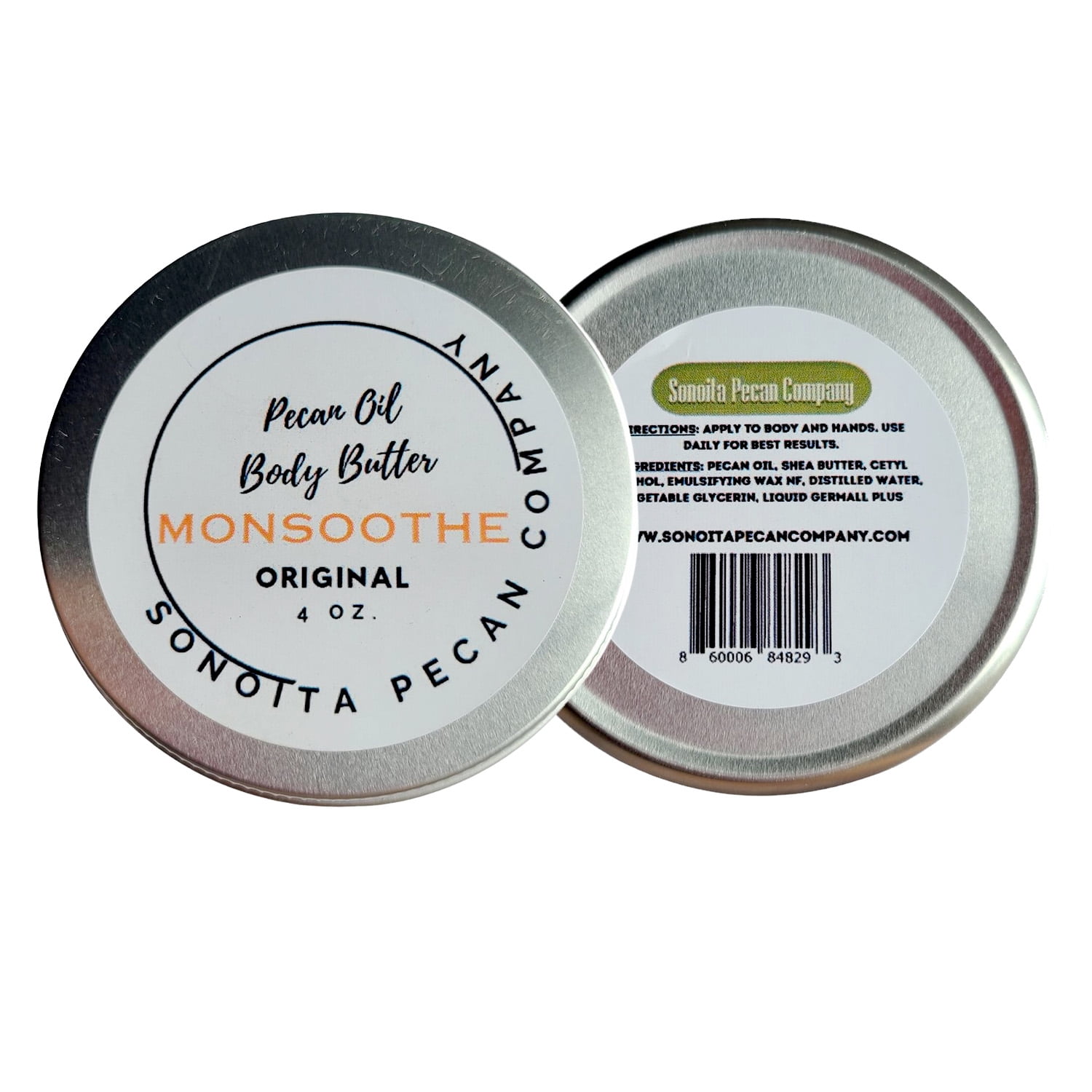 MONSOOTHE Natural Scent Body Butter (4oz) for Deep Hydration and Healing Sonoita Pecan Company