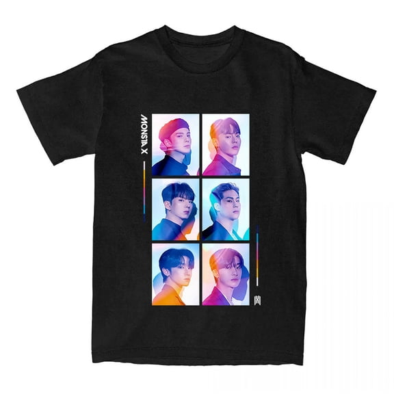 MONSTA X Print T-shirt Unisex Cotton O-neck Tshirts Summer Korean Band Graphic T Shirt
