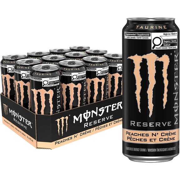MONSTER ENERGY Reserve Peaches N' Crme 12 Pack 473 mL imported from Canada