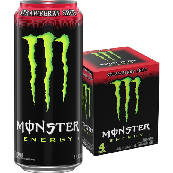Monster Energy, Strawberry Shot, Energy Drink, 16 fl oz, 4 Pack