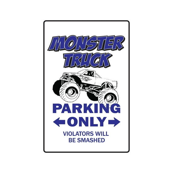 MONSTER TRUCK Parking Aluminum Sign rally owner driver trucker | Indoor/Outdoor | 18" Tall
