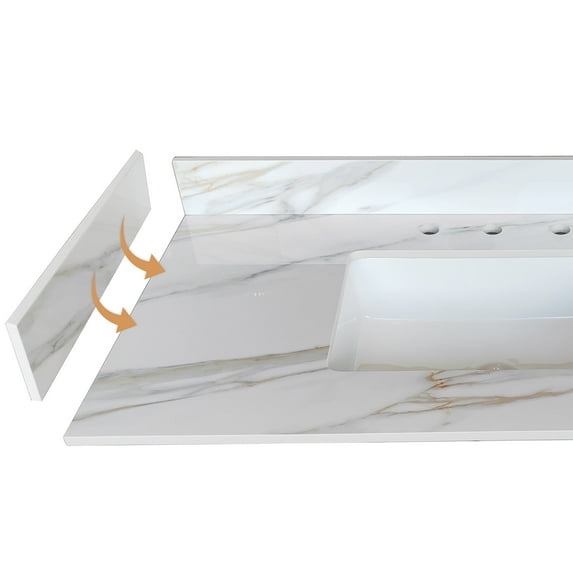 MONTARY 22 Inch Sidesplash , Bathroom Vanity Top with Backsplash ,4" Height Backsplash, for Vanity Top, Carrara white with veins
