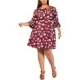 thumbnail image 1 of Monteau Womens Bell Sleeve A-line Dress, Red, Plus Size, 1X, 1 of 1