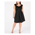 thumbnail image 1 of MONTEAU Womens Black Sleeveless Queen Anne Neckline Above The Knee Formal Fit + Flare Dress 2X, 1 of 2