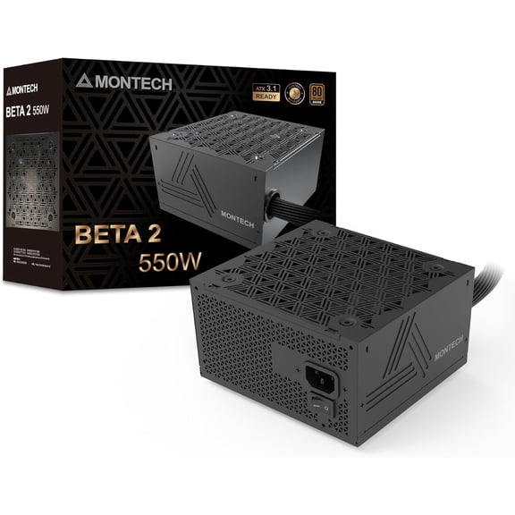 MONTECH BETA 2 650W Power Supply, ATX 3.1 Ready, 80+ Bronze Certified, DC-to-DC Stability, Industrial Japanese Main Capacitor, Full Protection Suite