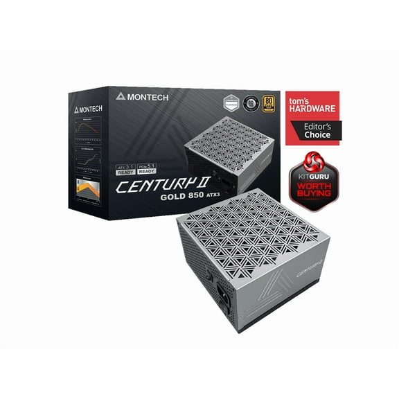 MONTECH CENTURY II - 850W High-End ATX Gaming Power Supply - 80 Plus Gold & Cybenetics Platinum - Fully Modular - ATX 3.1 & PCIe 5.1 Ready with 12V-2x6 Cable - 10 Years Warranty