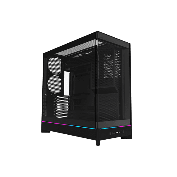 MONTECH HS02, ATX Mid-Tower PC Case, Gaming PC, High-Airflow, Reversible Layout, Sturdy Curved Tempered Glass Front Panel, Sink-in Design, Toolless Panels, Black, US