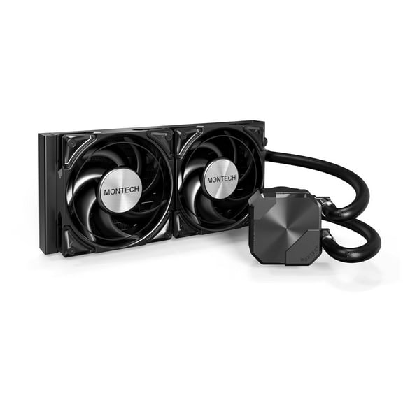 MONTECH HyperFlow Silent 240 Black Ultra-Quiet AIO Liquid CPU Cooler, 3100RPM Pump, Triple Silent Fans, High-Efficiency Radiator for Superior Heat Dissipation, Intel & AMD Compatible, ARGB-Free