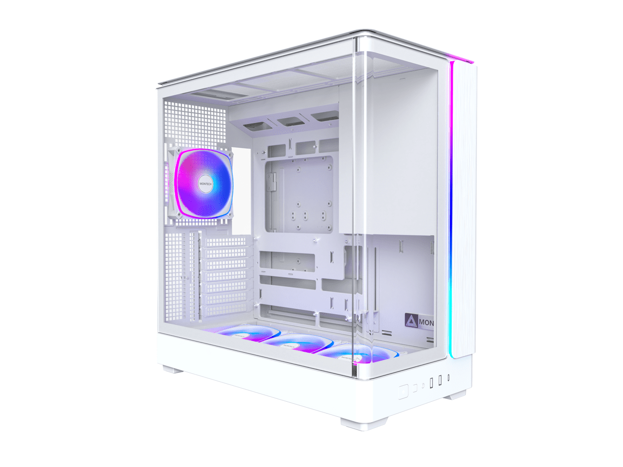 MONTECH KING 45 PRO KING45PW ATX PC Case, Curved Panoramic Glass, 4 ARGB PWM Fan Pre-Installed