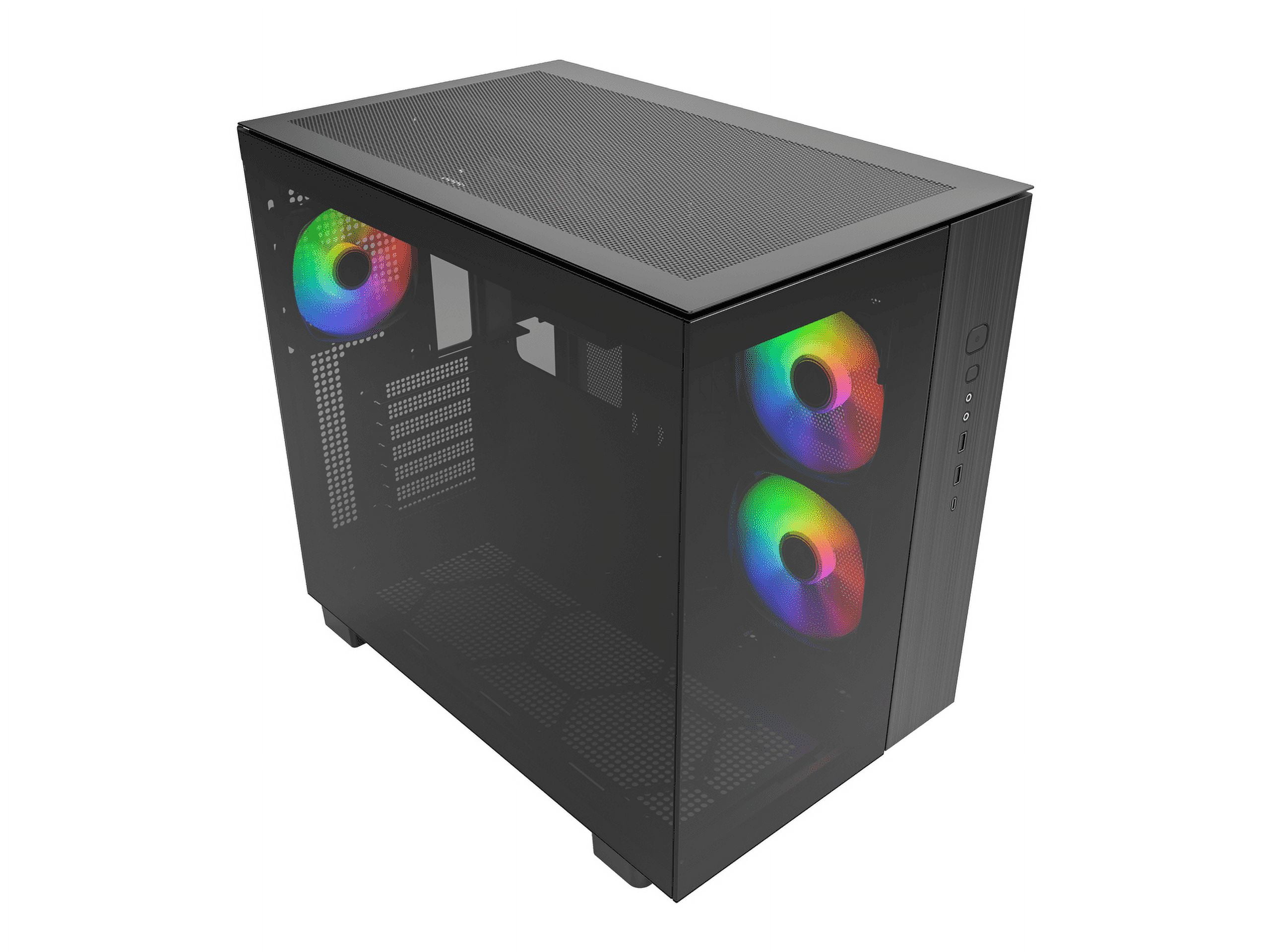 MONTECH KING 65 PRO ATX Mid Tower Gaming PC Case, Dual Chamber, High Airflow Mesh Panels, Supports RTX 40 Series, 3 Pre-Installed ARGB Fans, Tool-Free Access, Tinted Glass - Black