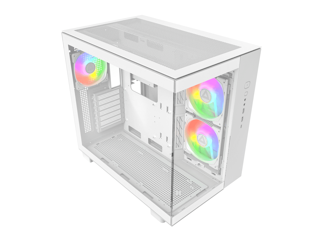 MONTECH KING 65 PRO ATX Mid Tower Gaming PC Case, Dual Chamber, High Airflow Mesh Panels, Supports RTX 40 Series, 3 Pre-Installed ARGB Fans, Tool-Free Access - White