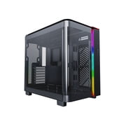 MONTECH, KING 95 Dual-Chamber ATX Mid-Tower PC Gaming Case, High-Airflow, Toolless Panels, Sturdy Curved Tempered Glass Front and Side Panel, ARGB Lighting, Black