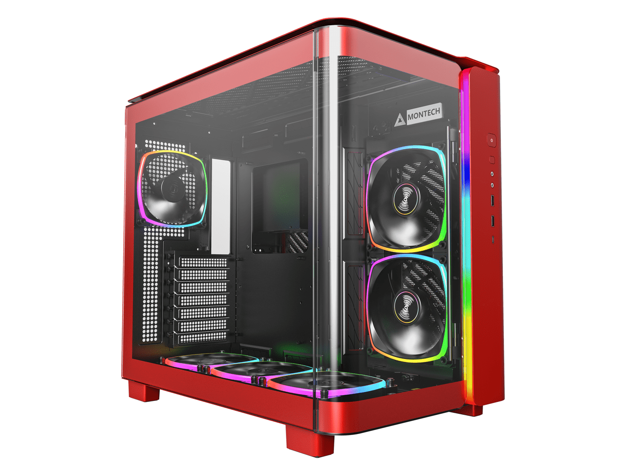 MONTECH KING 95 PROATX Mid-Tower Computer Case with ARGB PWN Fans, Red
