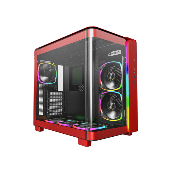 MONTECH KING 95 PROATX Mid-Tower Computer Case with ARGB PWN Fans, Red