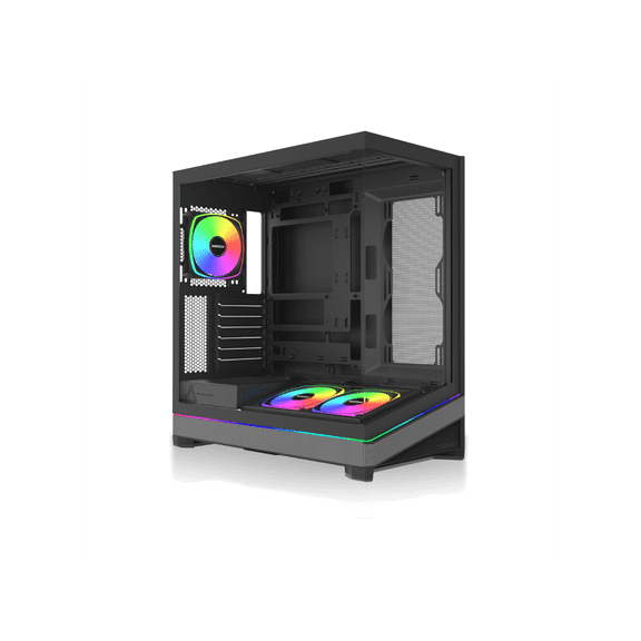 MONTECH SKY 3 ATX PC Case, Panoramic Glass, Adjustable Airflow, Personalized Design, 360mm Radiator Support, 3x120mm ARGB PWM Fans Pre-Installed, Compact Build for Next-Gen GPU, Black (SKY3B)