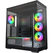 MONTECH TG3 Panoramic ATX Mid-Tower PC Case, Pre-Installed 360mm ARGB Unibody Fans & 1x120mm ARGB Fan, ARGB Strip, Supports 360mm Radiator, RTX 5090 GPUs & Back-Connect Motherboards, Black