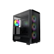 MONTECH X5- ATX Mid-Tower Gaming PC Case, High Airflow, 3x 140mm and 1x 120mm ARGB Fans Pre-installed, Glass Side Panel, Carbon Print Accents, GPU Holder Included, Black