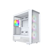 MONTECH X5- ATX Mid-Tower Gaming PC Case, High Airflow, 3x 140mm and 1x 120mm ARGB Fans Pre-installed, Glass Side Panel, Carbon Print Accents, GPU Holder Included, White